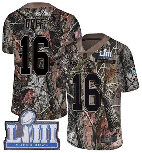 Nike Rams #16 Jared Goff Camo Super Bowl LIII Bound Youth Stitched NFL Limited Rush