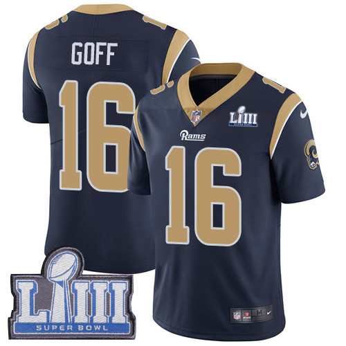 Nike Rams #16 Jared Goff Navy Blue Team Color Super Bowl LIII Bound Youth Stitched NFL Vapor