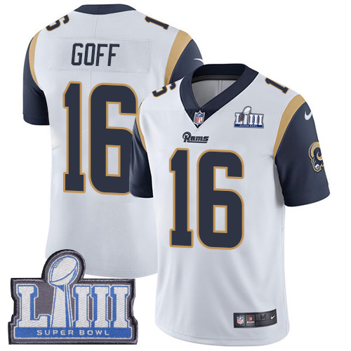 Nike Rams #16 Jared Goff White Super Bowl LIII Bound Youth Stitched NFL Vapor Untouchable