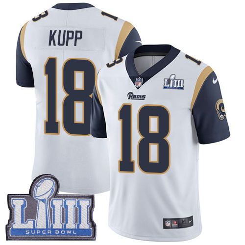Nike Rams #18 Cooper Kupp White Super Bowl LIII Bound Youth Stitched NFL Vapor