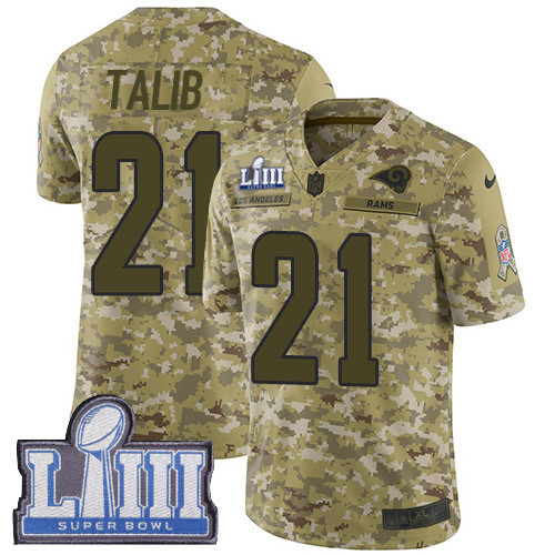 Nike Rams #21 Aqib Talib Camo Super Bowl LIII Bound Youth Stitched NFL Limited 2018 Salute