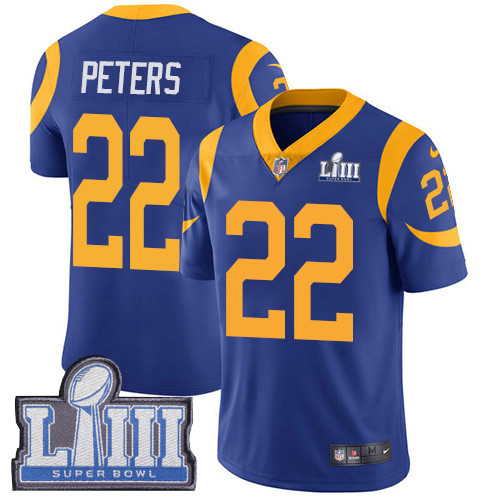 Nike Rams #22 Marcus Peters Royal Blue Alternate Super Bowl LIII Bound Youth Stitched NFL