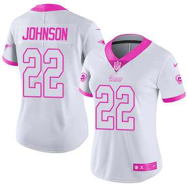 Nike Rams #22 Trumaine Johnson White Pink Women's Stitched NFL Limited Rush Fashion Jersey