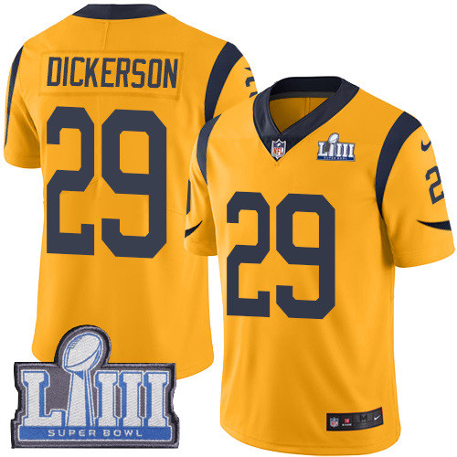 Nike Rams #29 Eric Dickerson Gold Super Bowl LIII Bound Youth Stitched NFL Limited Rush