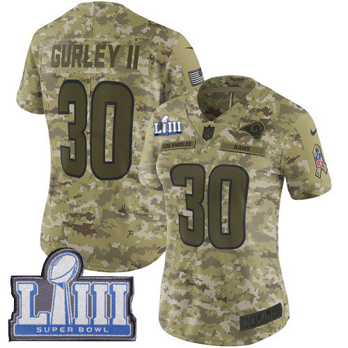 Nike Rams #30 Todd Gurley II Camo Super Bowl LIII Bound Women's Stitched NFL Limited  0