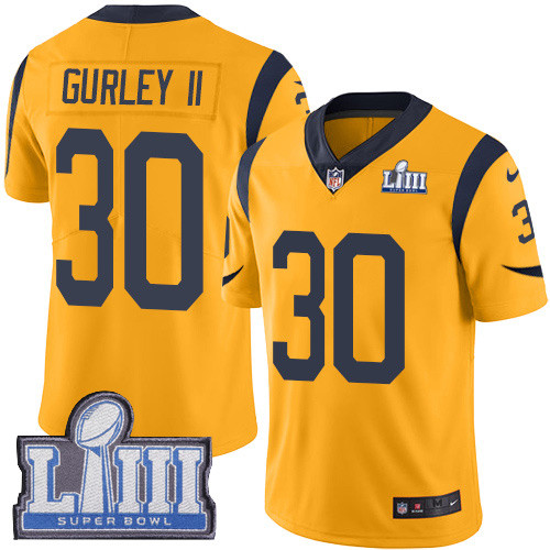 Nike Rams #30 Todd Gurley II Gold Super Bowl LIII Bound Youth Stitched NFL Limited Rush