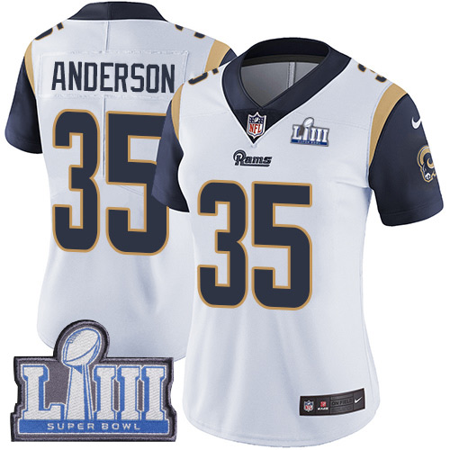 Nike Rams #35 C.J. Anderson White Super Bowl LIII Bound Women's Stitched NFL Vapor