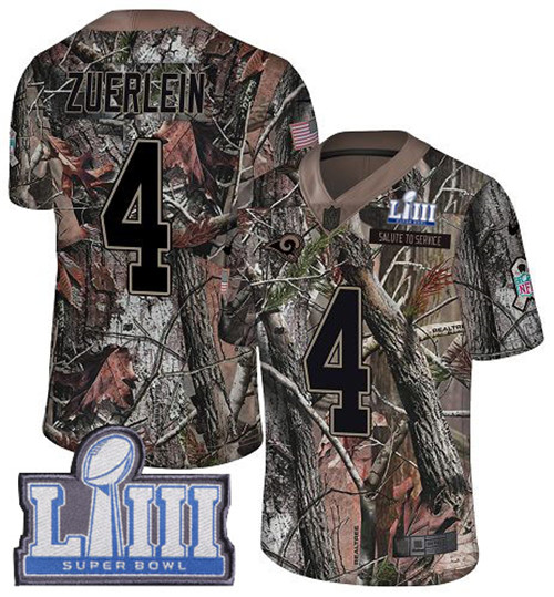 Nike Rams #4 Greg Zuerlein Camo Super Bowl LIII Bound Youth Stitched NFL Limited Rush