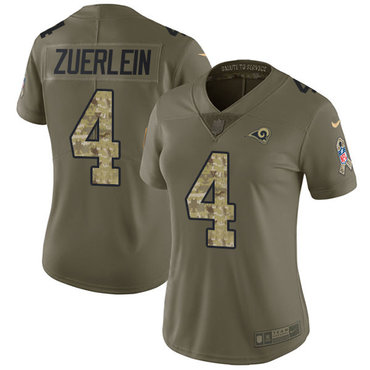 Nike Rams #4 Greg Zuerlein Olive Camo Women's Stitched NFL Limited 2017 Salute to Service Jersey