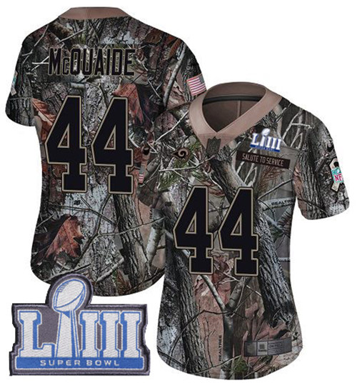 Nike Rams #44 Jacob McQuaide Camo Super Bowl LIII Bound Women's Stitched NFL Limited