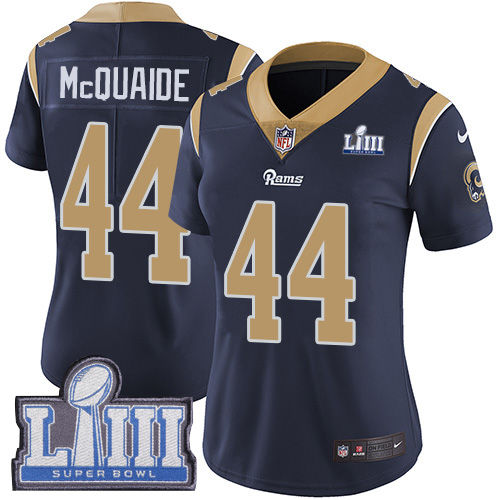 Nike Rams #44 Jacob McQuaide Navy Blue Team Color Super Bowl LIII Bound Women's