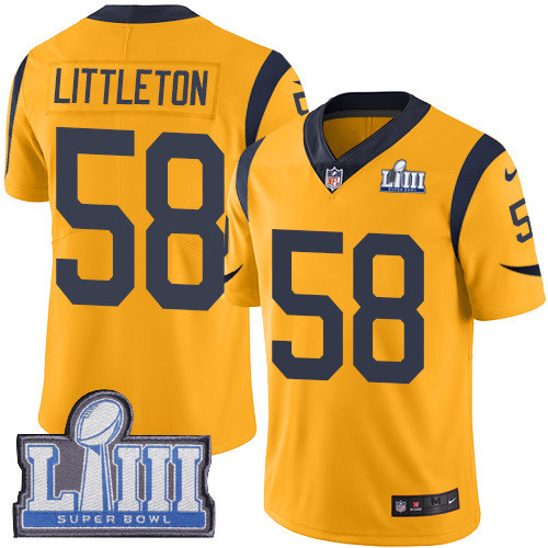 Nike Rams #58 Cory Littleton Gold Super Bowl LIII Bound Youth Stitched NFL Limited Rush