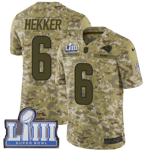 Nike Rams #6 Johnny Hekker Camo Super Bowl LIII Bound Youth Stitched NFL Limited 2018