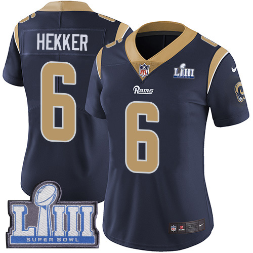 Nike Rams #6 Johnny Hekker Navy Blue Team Color Super Bowl LIII Bound Women's