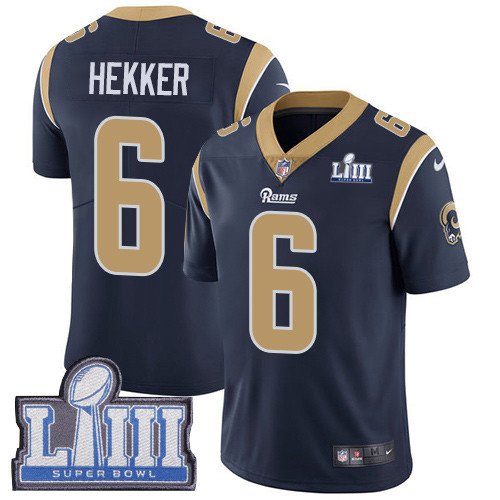 Nike Rams #6 Johnny Hekker Navy Blue Team Color Super Bowl LIII Bound Youth Stitched