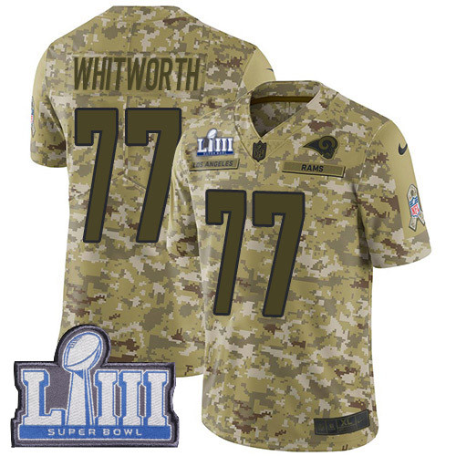 Nike Rams #77 Andrew Whitworth Camo Super Bowl LIII Bound Youth Stitched NFL  0