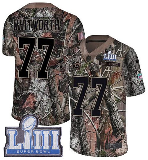 Nike Rams #77 Andrew Whitworth Camo Super Bowl LIII Bound Youth Stitched NFL