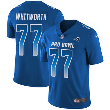 Nike Rams #77 Andrew Whitworth Royal Women's Stitched NFL Limited NFC 2018 Pro Bowl Jersey