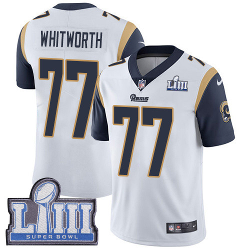 Nike Rams #77 Andrew Whitworth White Super Bowl LIII Bound Youth Stitched NFL Vapor