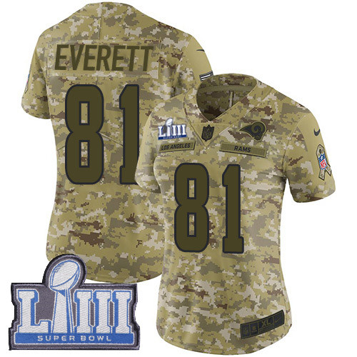 Nike Rams #81 Gerald Everett Camo Super Bowl LIII Bound Women's Stitched NFL Limited  0