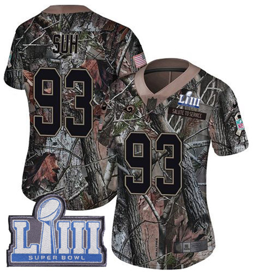 Nike Rams #93 Ndamukong Suh Camo Super Bowl LIII Bound Women's Stitched NFL Limited