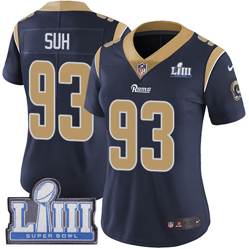 Nike Rams #93 Ndamukong Suh Navy Blue Team Color Super Bowl LIII Bound Women's