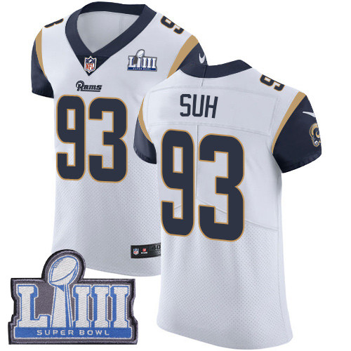 Nike Rams #93 Ndamukong Suh White Super Bowl LIII Bound Men's Stitched NFL Vapor Untouchable Elite Jersey