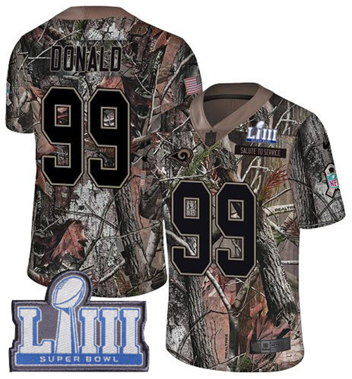 Nike Rams #99 Aaron Donald Camo Super Bowl LIII Bound Youth Stitched NFL Limited Rush