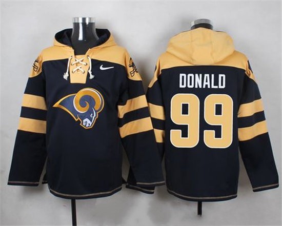 Nike Rams 99 Aaron Donald Navy Blue Hooded Jersey