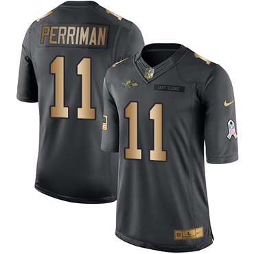 Nike Ravens #11 Breshad Perriman Black Men's Stitched NFL Limited Gold Salute To Service Jersey