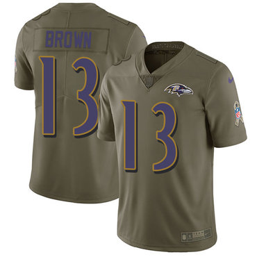 Nike Ravens #13 John Brown Olive Men's Stitched NFL Limited 2017 Salute To Service Jersey