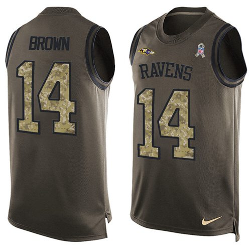 Nike Ravens #14 Marlon Brown Green Men's Stitched NFL Limited Salute To Service Tank Top Jersey