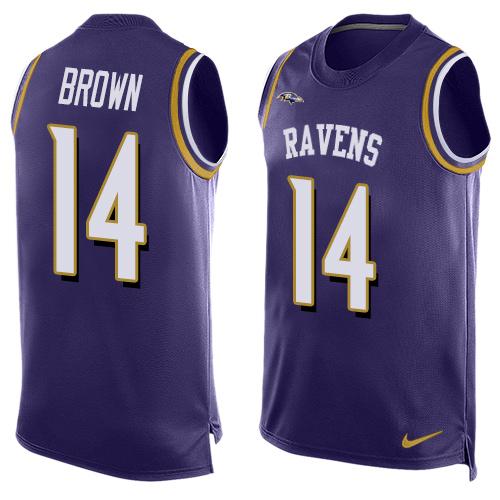 Nike Ravens #14 Marlon Brown Purple Team Color Men's Stitched NFL Limited Tank Top Jersey
