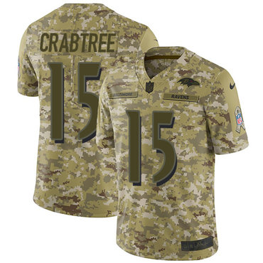 Nike Ravens #15 Michael Crabtree Camo Youth Stitched NFL Limited 2018 Salute to Service Jersey
