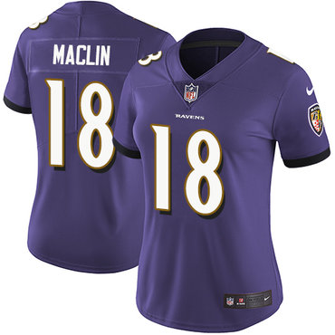Nike Ravens #18 Jeremy Maclin Purple Team Color Women's Stitched NFL Vapor Untouchable Limited Jersey