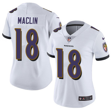 Nike Ravens #18 Jeremy Maclin White Women's Stitched NFL Vapor Untouchable Limited Jersey