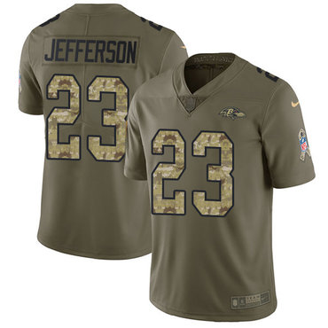 Nike Ravens #23 Tony Jefferson Olive Camo Men's Stitched NFL Limited 2017 Salute To Service Jersey