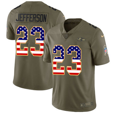 Nike Ravens #23 Tony Jefferson Olive USA Flag Men's Stitched NFL Limited 2017 Salute To Service Jersey