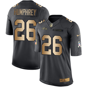Nike Ravens #26 Marlon Humphrey Black Youth Stitched NFL Limited Gold Salute to Service Jersey
