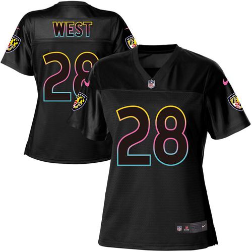 Nike Ravens #28 Terrance West Black Women's NFL Fashion Game Jersey