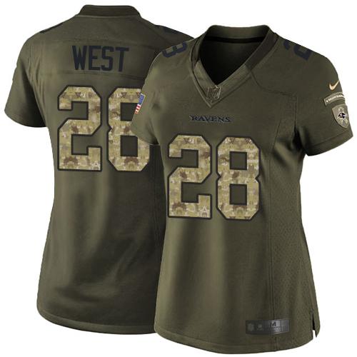 Nike Ravens #28 Terrance West Green Women's Stitched NFL Limited Salute to Service Jersey
