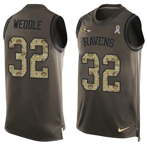 Nike Ravens #32 Eric Weddle Green Men's Stitched NFL Limited Salute To Service Tank Top Jersey