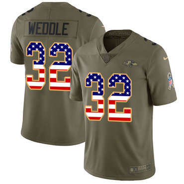 Nike Ravens #32 Eric Weddle Olive USA Flag Men's Stitched NFL Limited 2017 Salute To Service Jersey