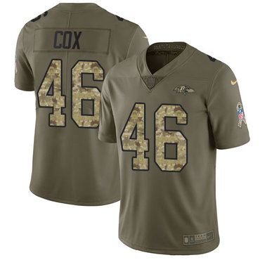 Nike Ravens #46 Morgan Cox Olive Camo Youth Stitched NFL Limited 2017 Salute to Service Jersey