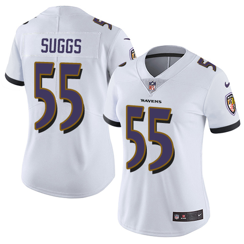 Nike Ravens #55 Terrell Suggs White Women's Stitched NFL Vapor Untouchable Limited Jersey