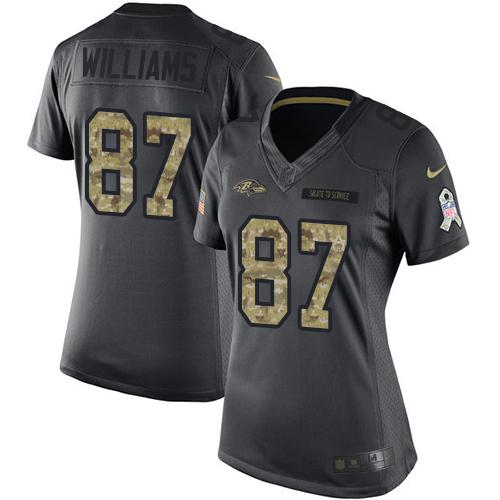 Nike Ravens #87 Maxx Williams Black Women's Stitched NFL Limited 2016 Salute to Service Jersey