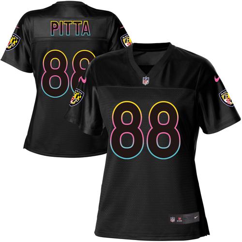 Nike Ravens #88 Dennis Pitta Black Women's NFL Fashion Game Jersey