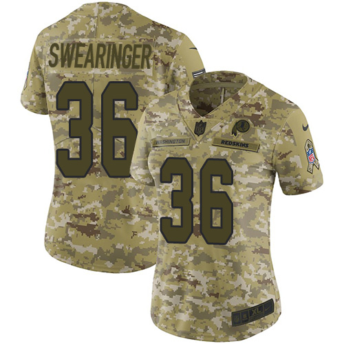 Nike Redskins #36 D.J. Swearinger Camo Women's Stitched NFL Limited 2018 Salute to Service Jersey