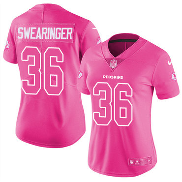 Nike Redskins #36 D.J. Swearinger Pink Women's Stitched NFL Limited Rush Fashion Jersey