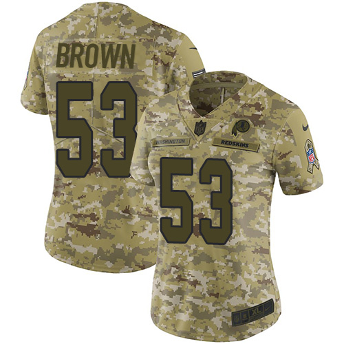 Nike Redskins #53 Zach Brown Camo Women's Stitched NFL Limited 2018 Salute to Service Jersey
